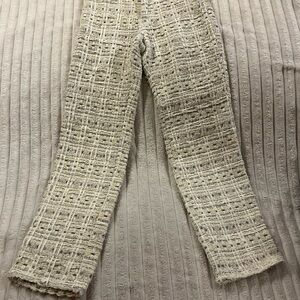 Glowny Chic Tweed Pants Cream Womens Size XS